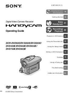 Sony DCR DVD 653 E manual. Camera Instructions.